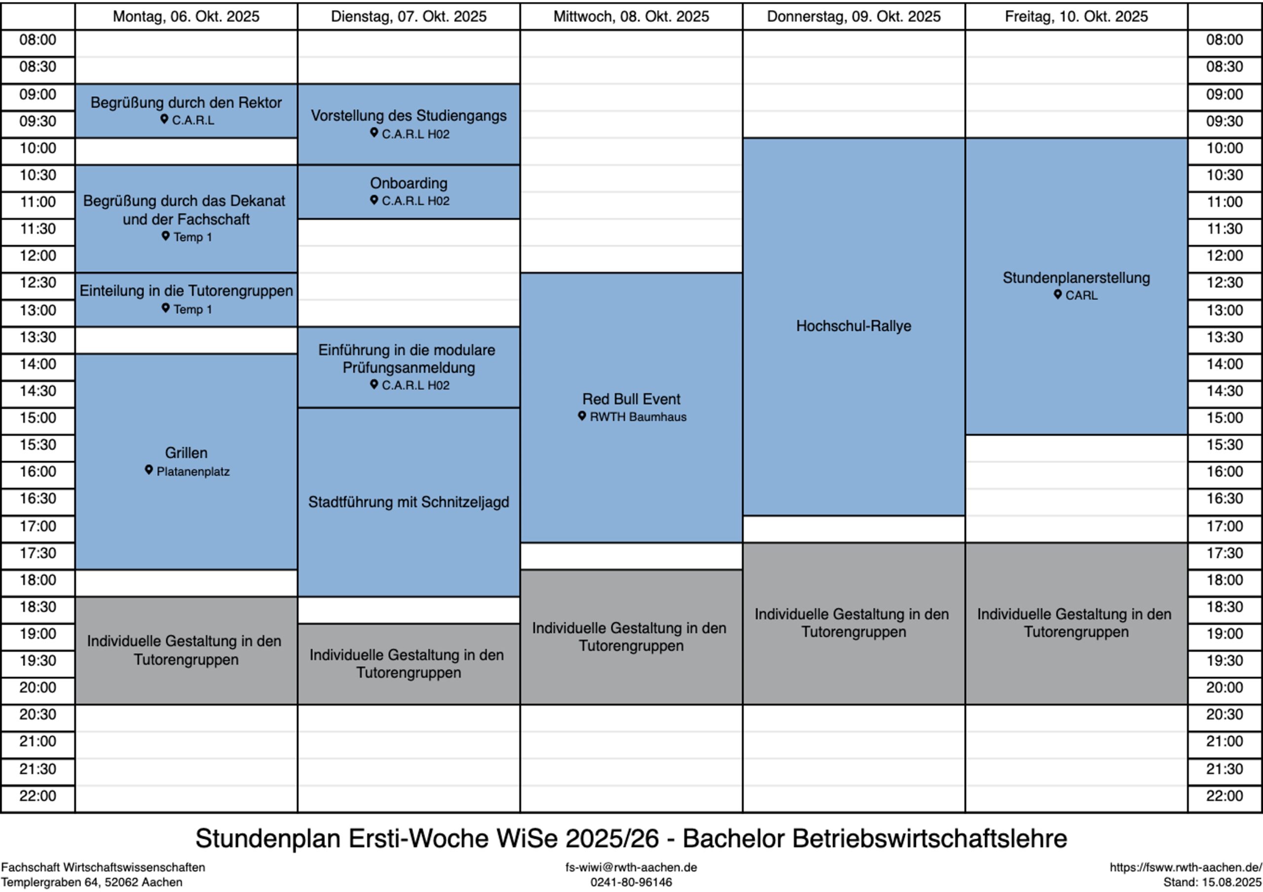 Ersti Woche Stundenplan 2526